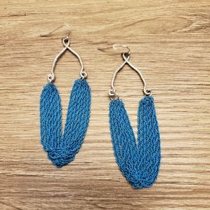 Silver and Blue Chain Earrings